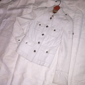 Tory Burch White Leather Sgt Pepper Jacket size 4